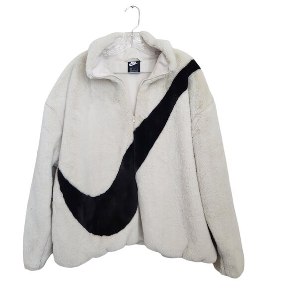 Nike Essentials Women's XL Big Swoosh Faux Fur Logo Full Zip Jacket - Picture 16 of 16